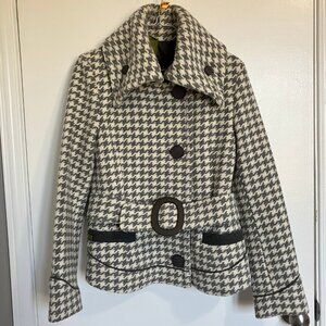 Soia & Kyo Women's Houndstooth Belted Coat Size M